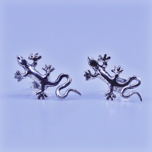 Vintage Sterling silver handmade earrings, 925 lizard studs