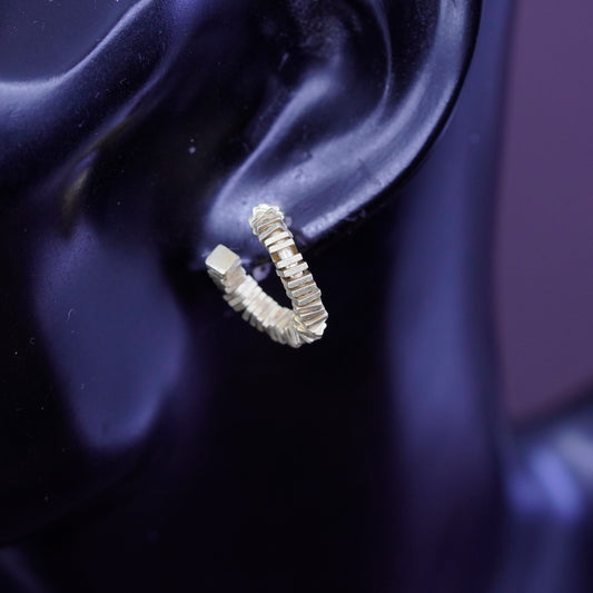 0.5”, vermeil gold over Sterling silver handmade cluster earrings, 925 huggie