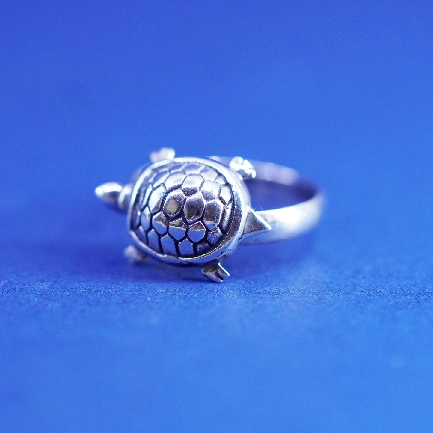 Size 5.25, vintage Sterling silver handmade ring, 925 turtle ring