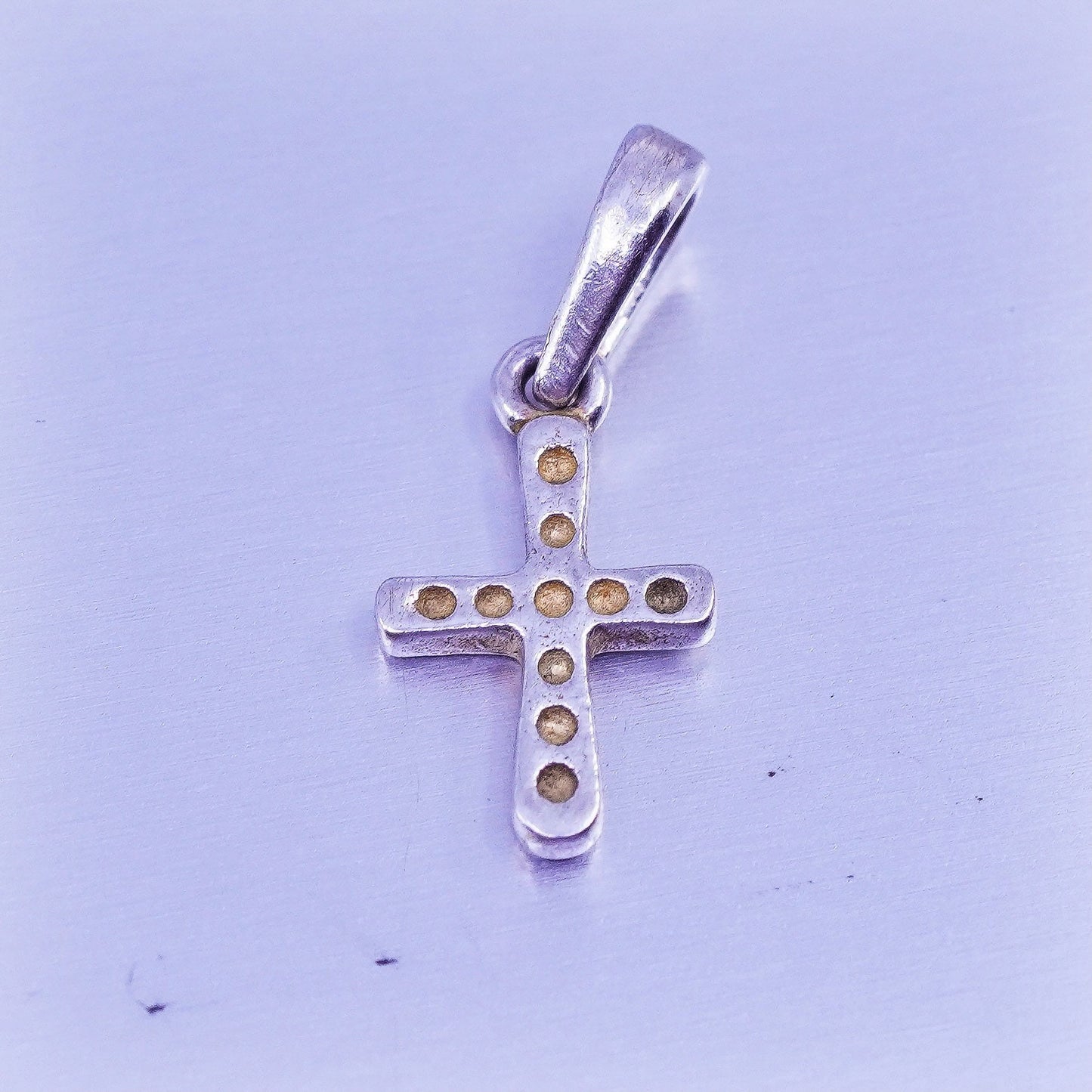 Vintage sterling 925 silver handmade tiny cross pendant