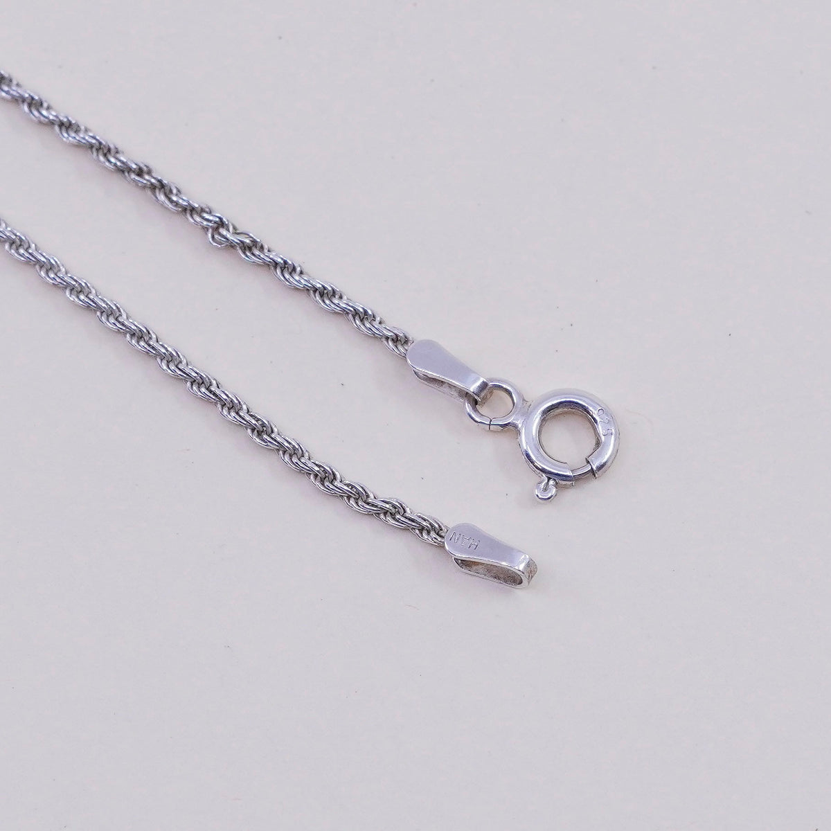 16” 1.6mm, vintage sterling silver necklace, 925 rope rope chain
