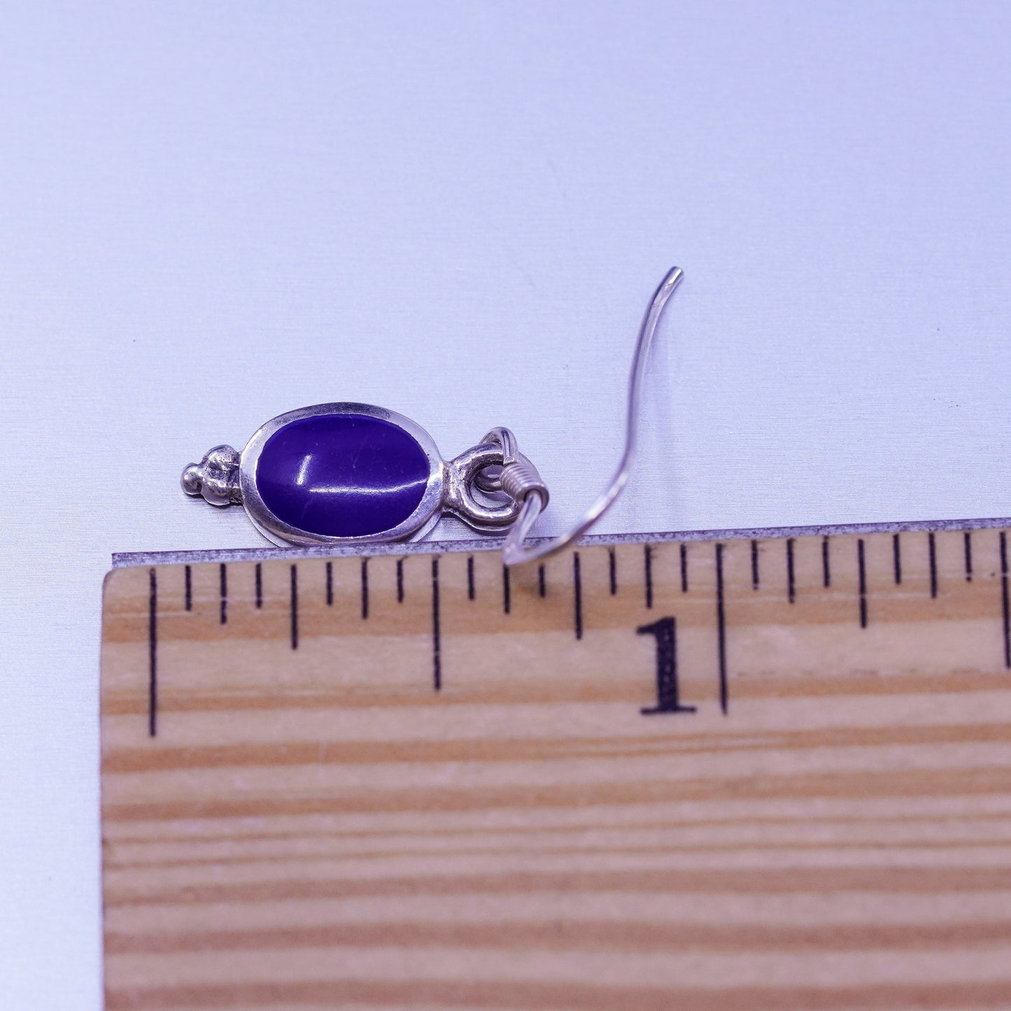 Vintage Sterling 925 silver handmade earrings with blue onyx