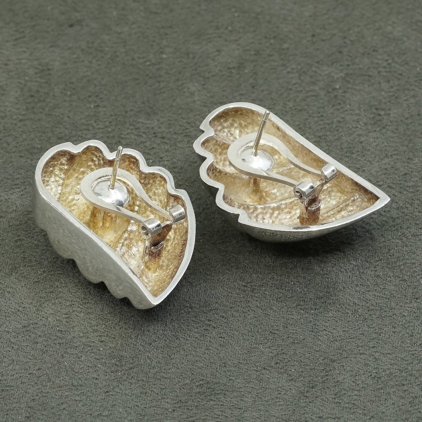 vtg Charles krypell Sterling silver handmade earrings, 925 wings studs