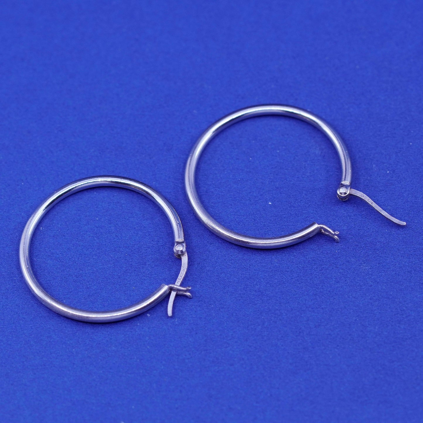 1”, vintage Sterling silver handmade earrings, 925 hoops, stamped 925