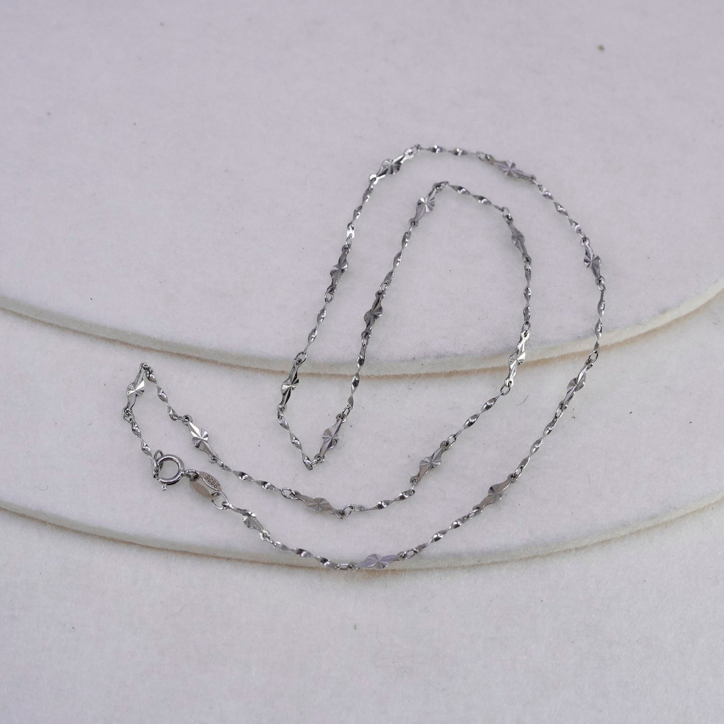16” 2mm, vintage Italy Sterling 925 silver bar chain necklace
