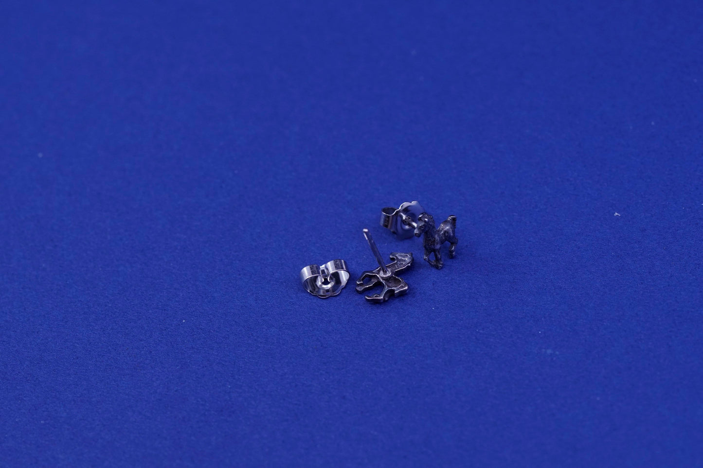 Vintage Sterling silver handmade studs, 925 horse earrings