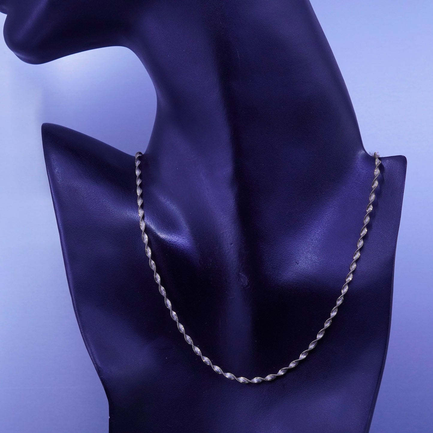 18", Italy vermeil gold Sterling 925 silver twisted herringbone chain necklace