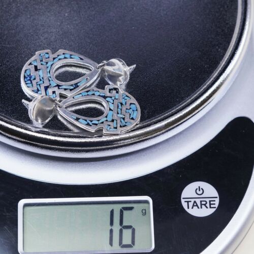 Amazing handmade Sterling Silver earrings, 925 Turquoise Teardrop Dangles