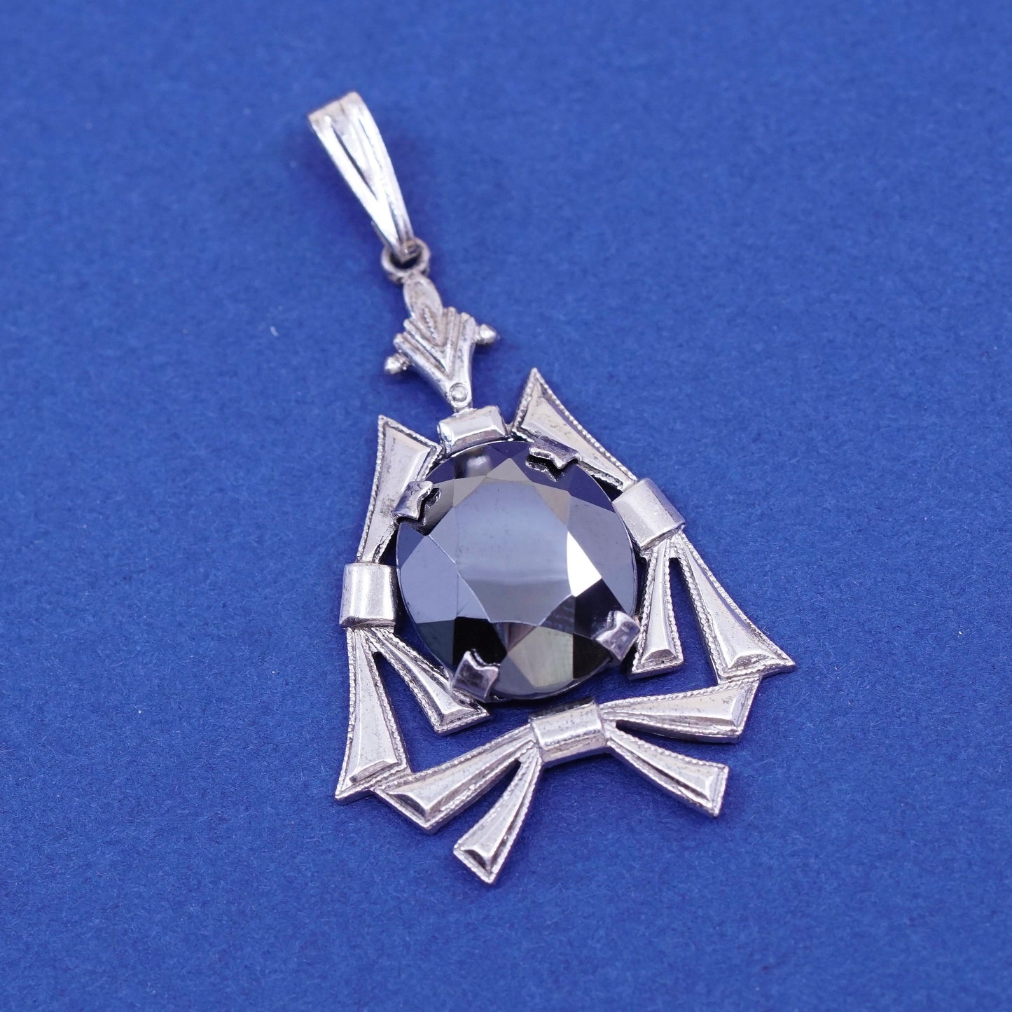 Vintage Sterling 925 silver handmade pendant with hematite