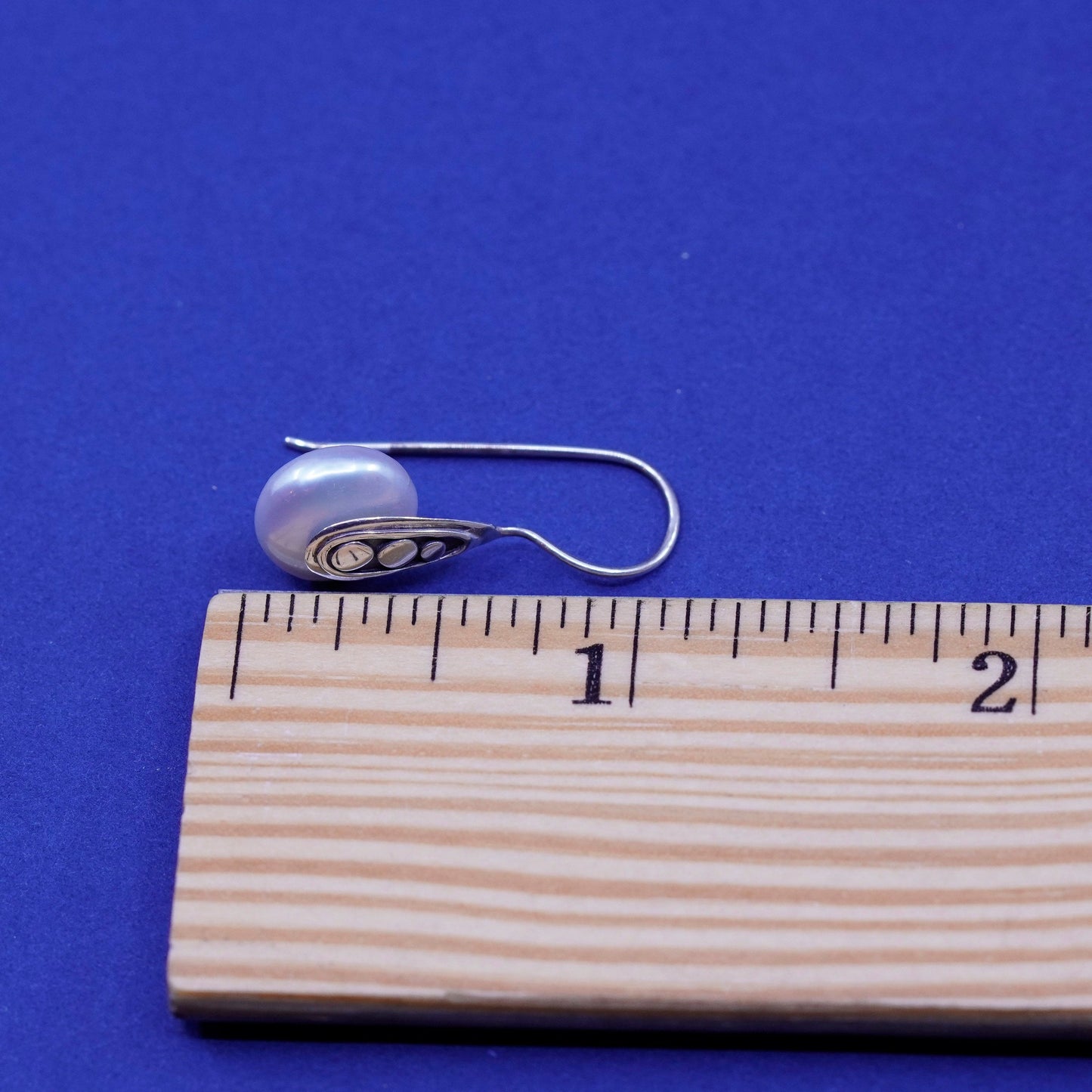 Vintage ATI Sterling silver handmade earrings, 925 hooks with pearl drops