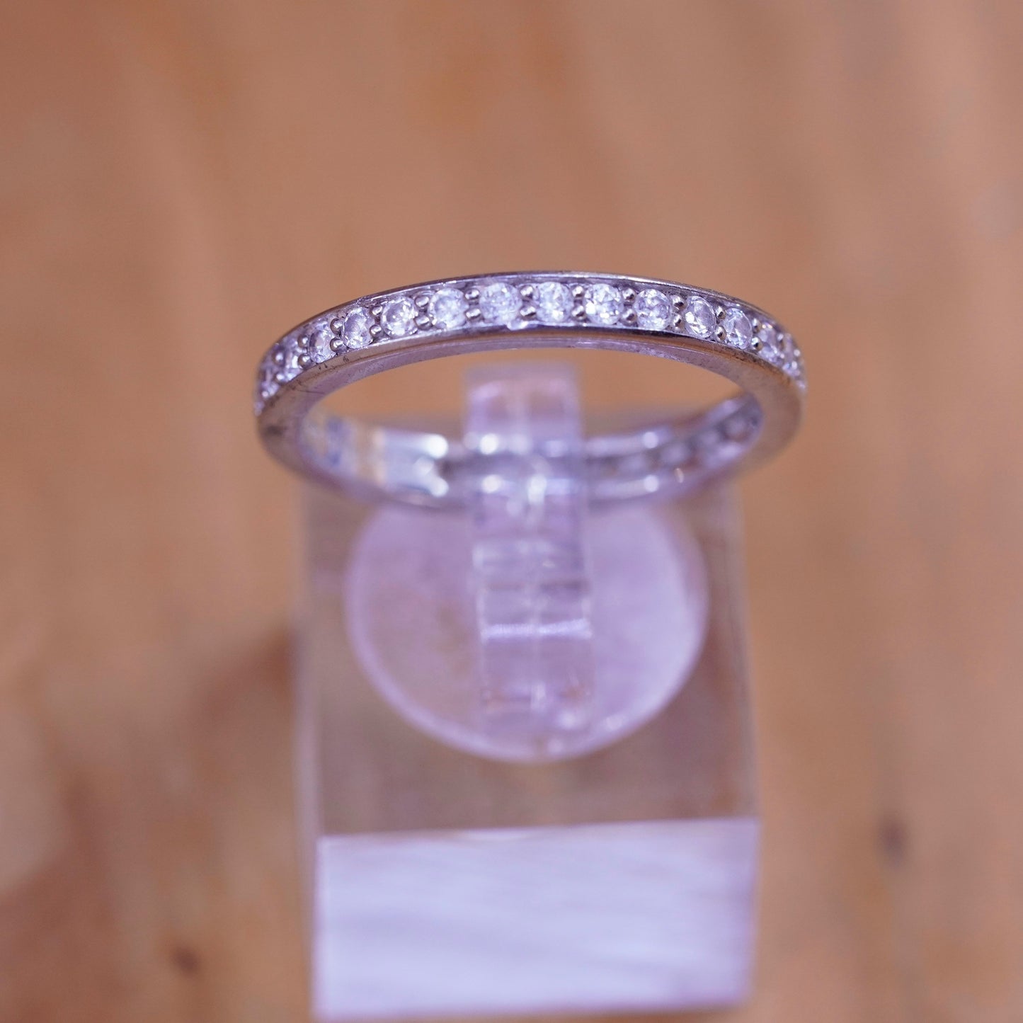 Size 9.25, vintage Sterling silver ring, 925 band with cz, stamped 925 Cz