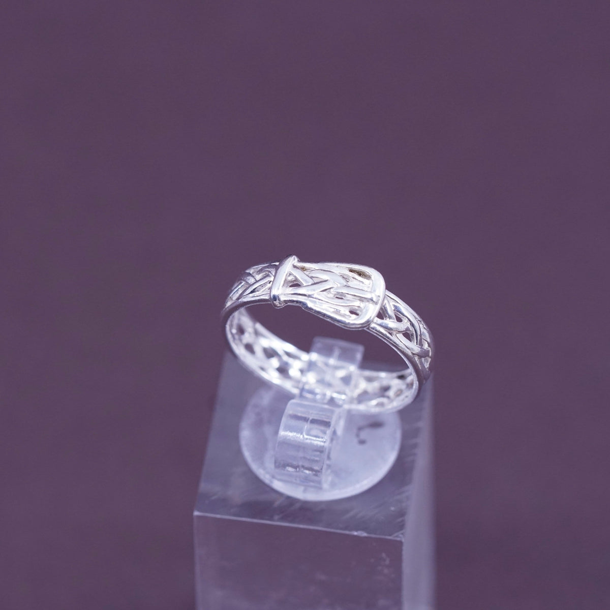 Size 8.25, vintage Sterling silver handmade belt ring, 925 filigree band