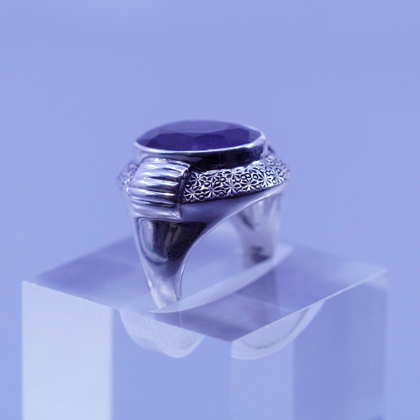 Size 6, vtg Nicky Butler Sterling 925 silver handmade ring w/ Indian sapphire