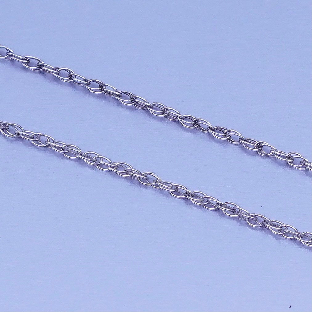 19” 1mm, vintage Italy Sterling 925 silver Singapore rope chain necklace