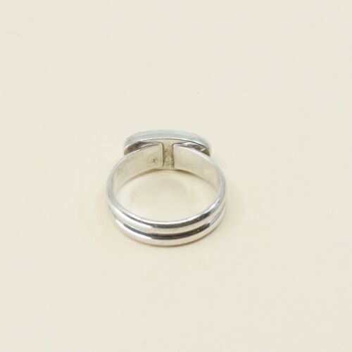 Sz 7, Orangle Amber Oval Cabochon Sterling Silver Solitaire Ring, Stamped 925