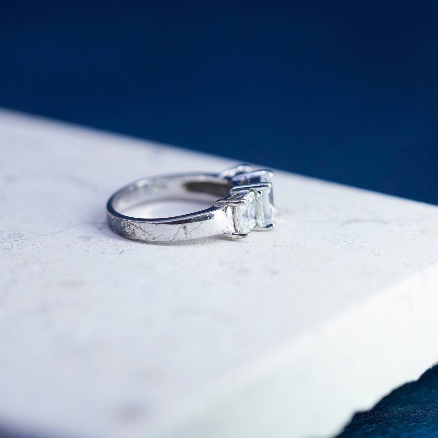 Size 7, vintage Sterling 925 silver engagement ring with cz