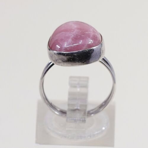 Size 5.25, Vintage sterling silver handmade ring, 925 silver With Pink agate