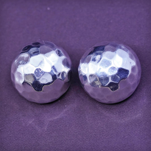 mexico Sterling silver handmade clip on, 925 modern hammered circle earrings