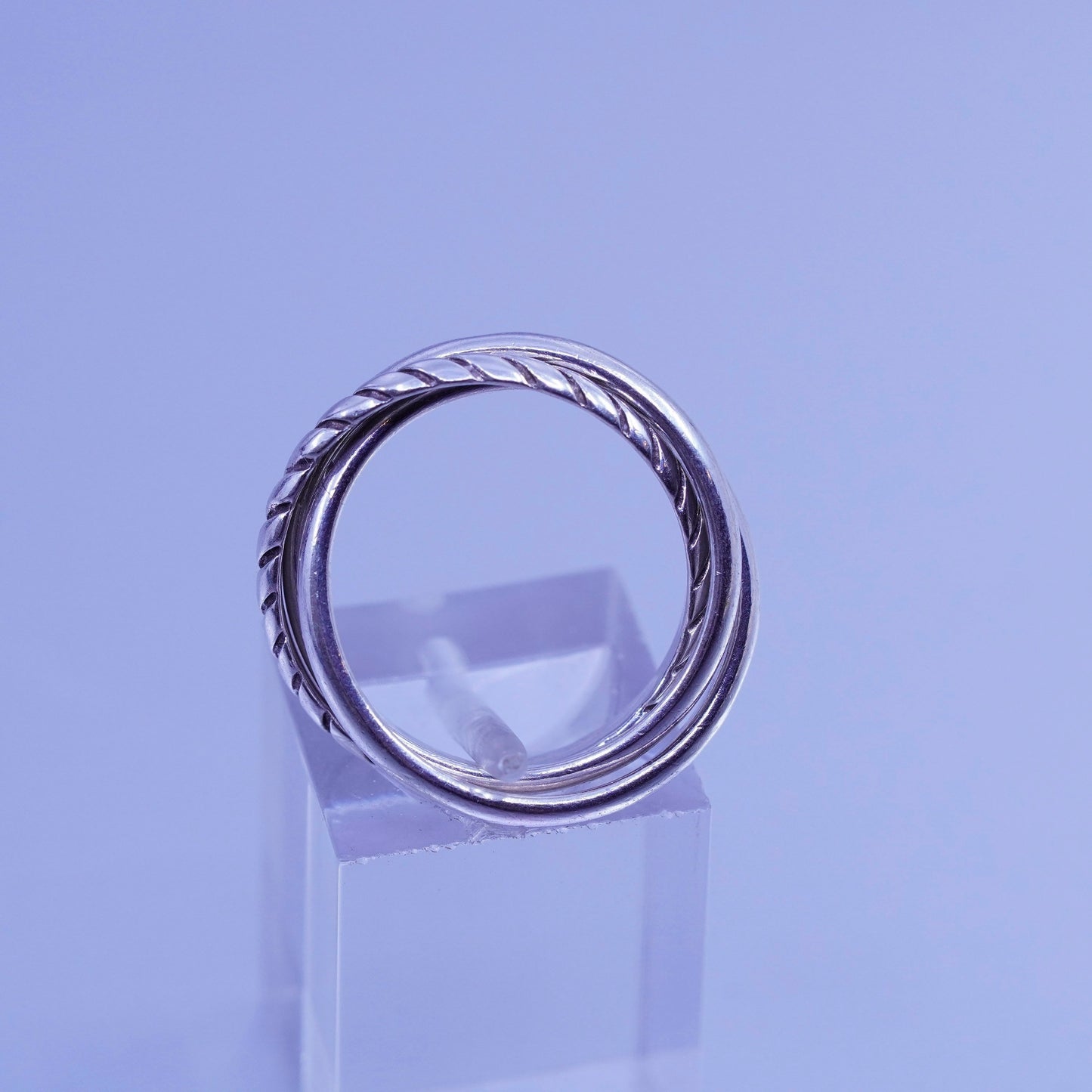 Size 6, vintage southwestern Sterling 925 silver entwined ring, multi band