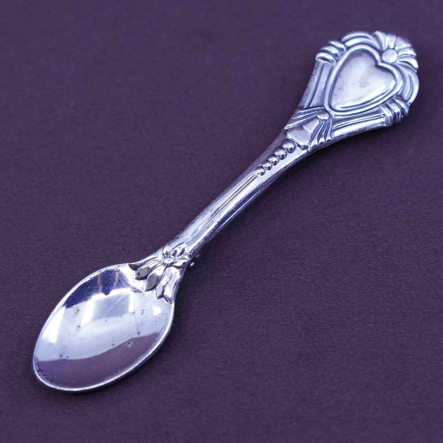 Vintage sterling silver handmade brooch, 925 spoon pin