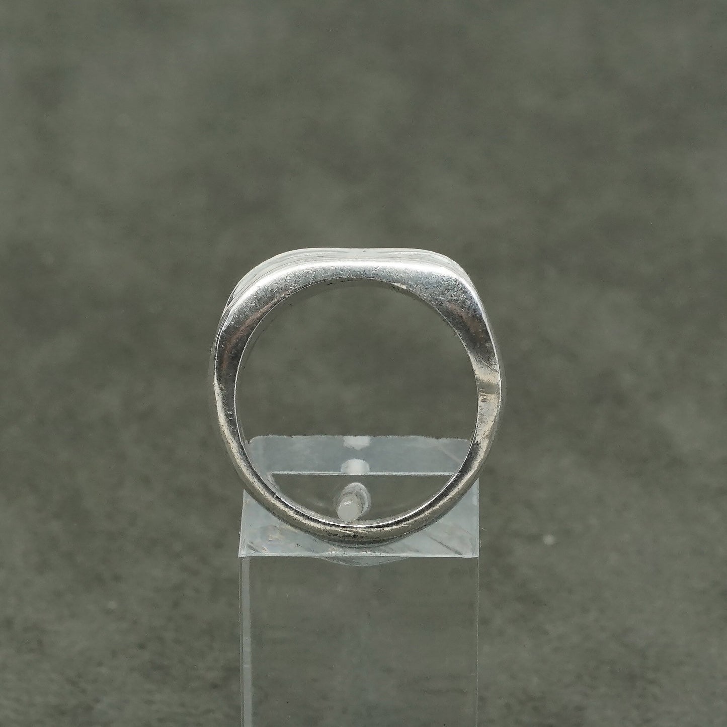 sz 7.75, vtg Sterling silver handmade ring, 925 ribbed band, minimalist