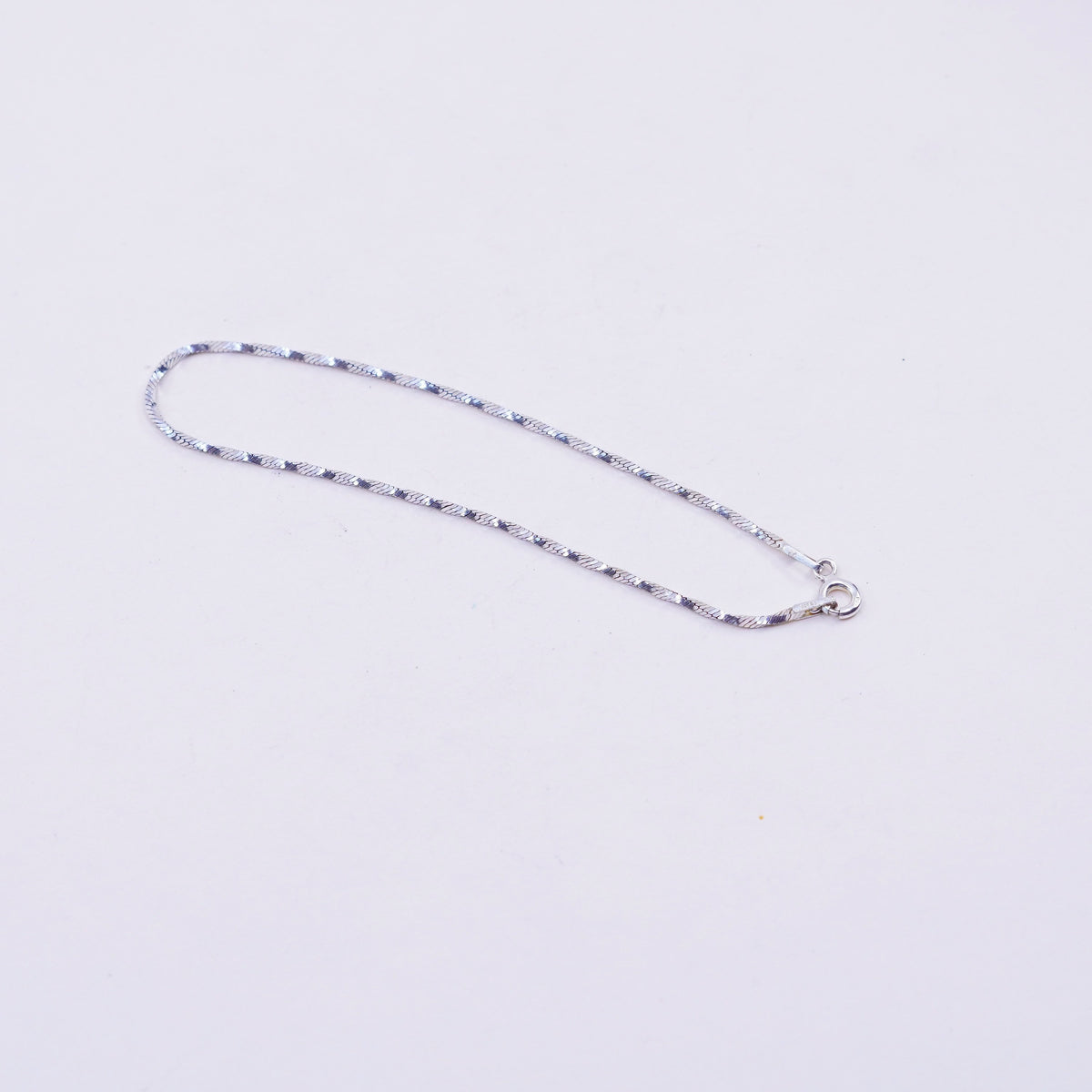 7.25”, 1mm, Vintage sterling silver twisted snake bracelet, 925 chain
