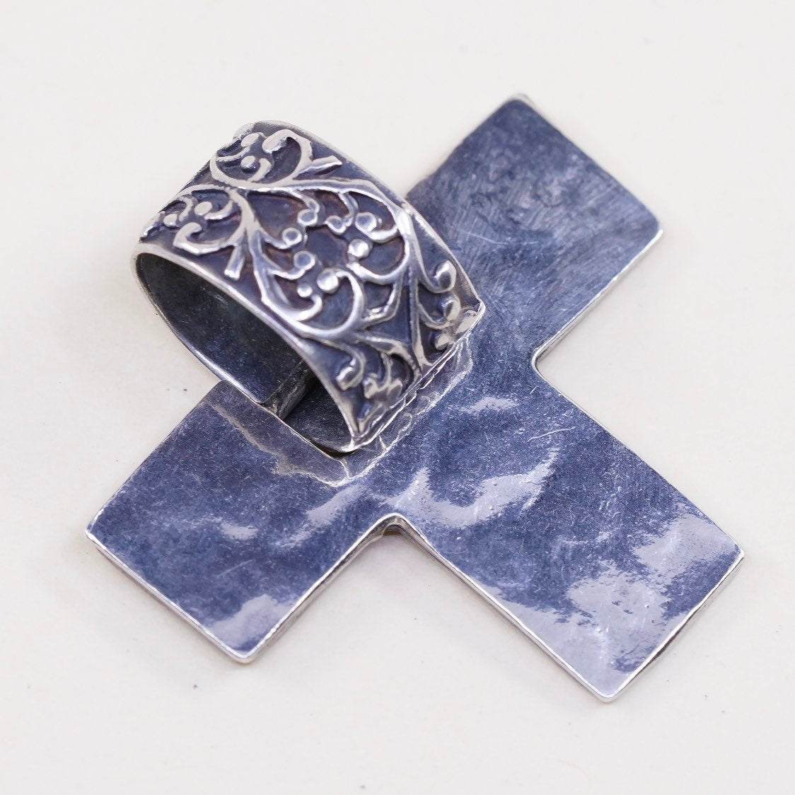 VTG Silpada sterling silver handmade charm, 925 initial "T” slide pendant