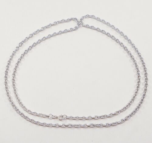 30”, 2mm, Vtg India 925 Sterling Silver Circle chain Necklace, Stamped 925
