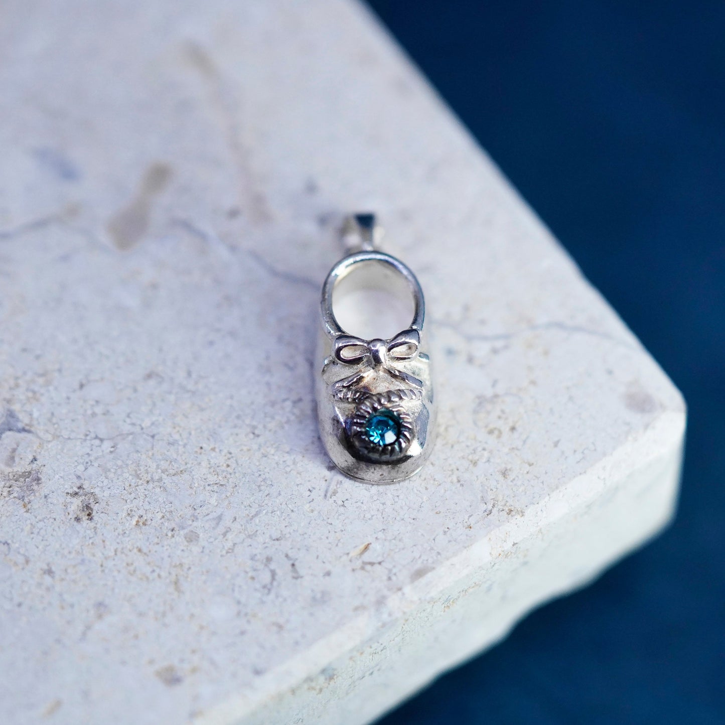 Vintage Sterling silver handmade pendant, 925 baby shoe charm