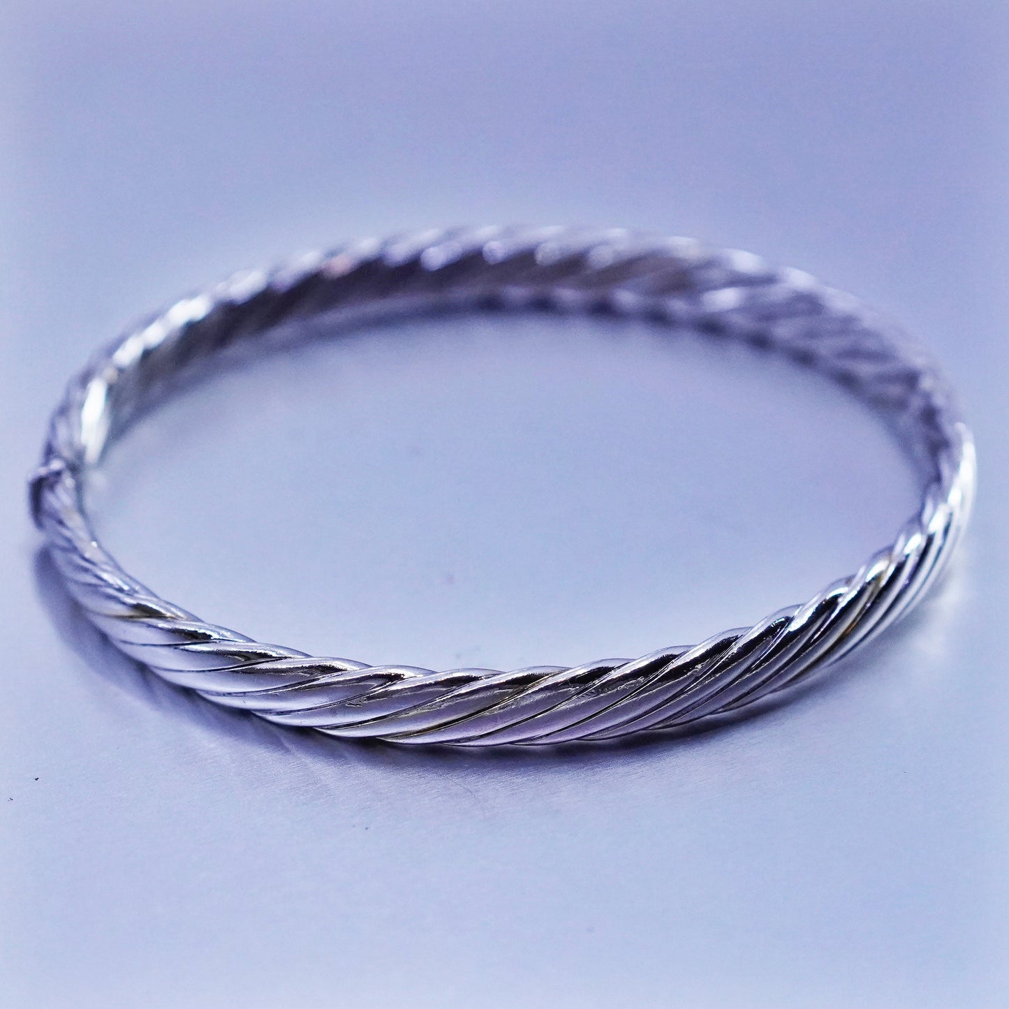 7.5”, Vintage Sterling 925 silver handmade bracelet, twisted bangle