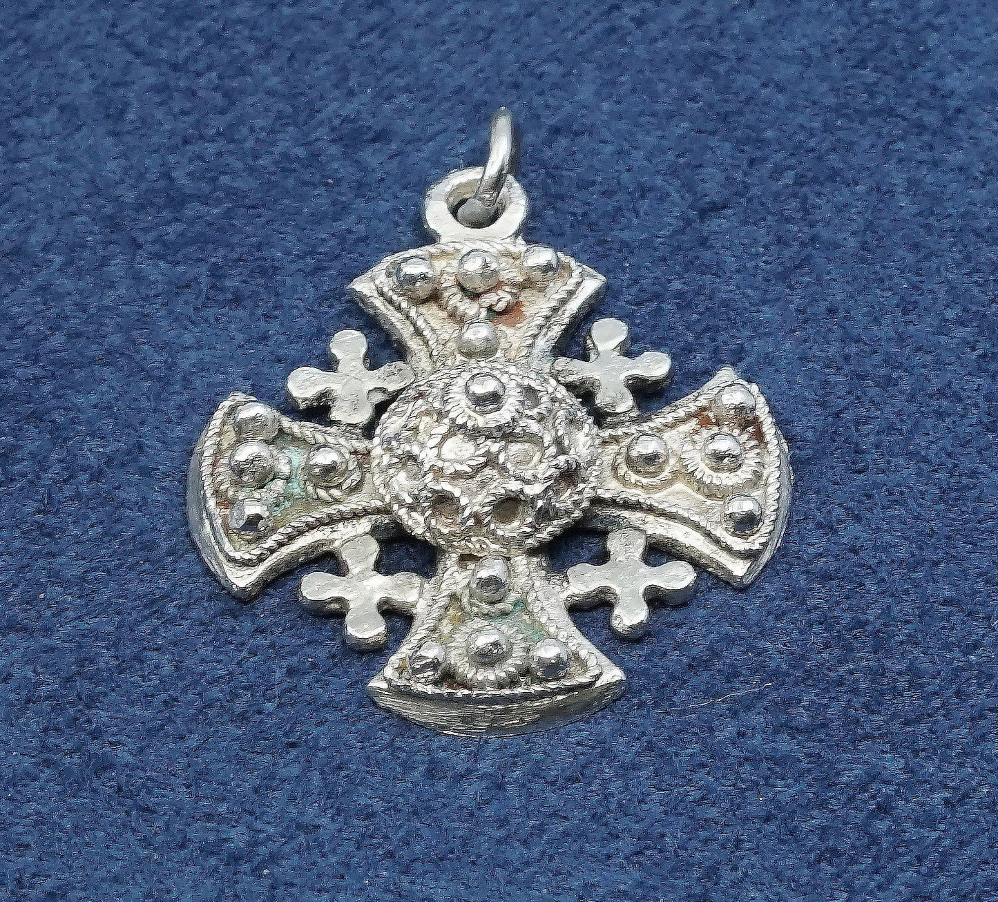 Vtg Filigree Jerusalem Cross handmade Pendant 999 Sterling Silver