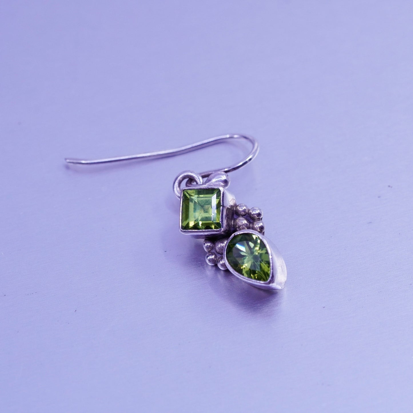 Native American southwestern Sterling 925 silver handmade earrings with peridot