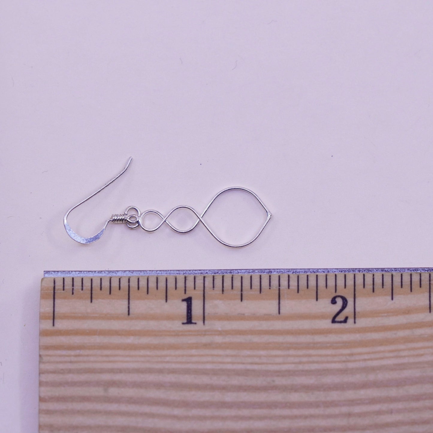 Vintage sterling silver handmade earrings, 925 twisted dangles