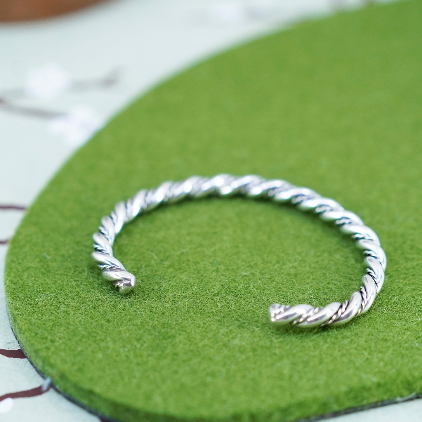 6.25”, vintage Sterling silver bracelet, modern twisted handmade 925 cuff