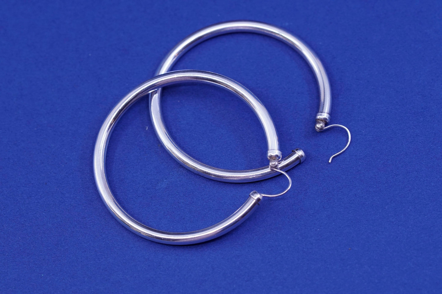 2”, vintage Sterling silver handmade earrings, simple modern 925 hoops, huggie