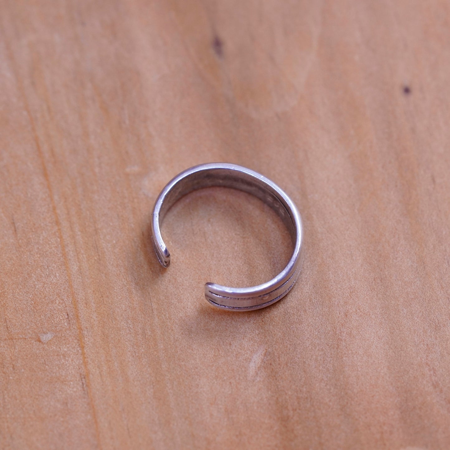 Size 3, vintage Sterling silver handmade ring, solid 925 silver band, open end