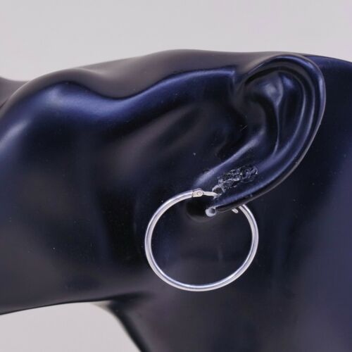 1.25”, Italy 925 Sterling Silver Hoop Pierced Earrings, 925 silver huggie