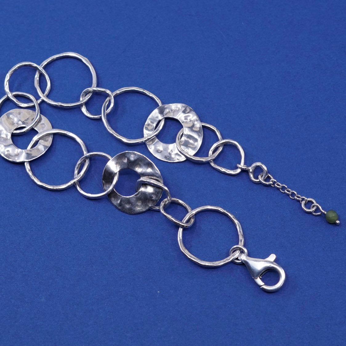 7.25+0.5” SILPADA B1317 Sterling Silver 925 hammered flat circle chain Bracelet