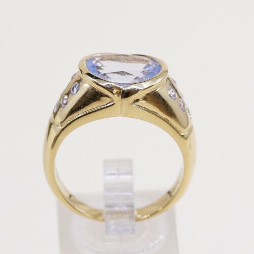 Sz 10.5, Vtg Vermeil Gold Sterling silver Statement ring, 925 W/ Topaz N Cz