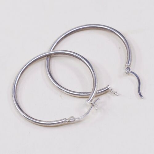 1.25”, Vtg Sterling Silver Hoops, Italy 925 silver, elegant earrings, Huggie
