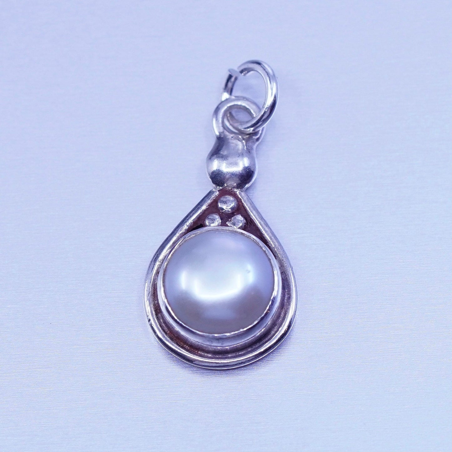 antique sterling 925 silver handmade charm pendant with pearl