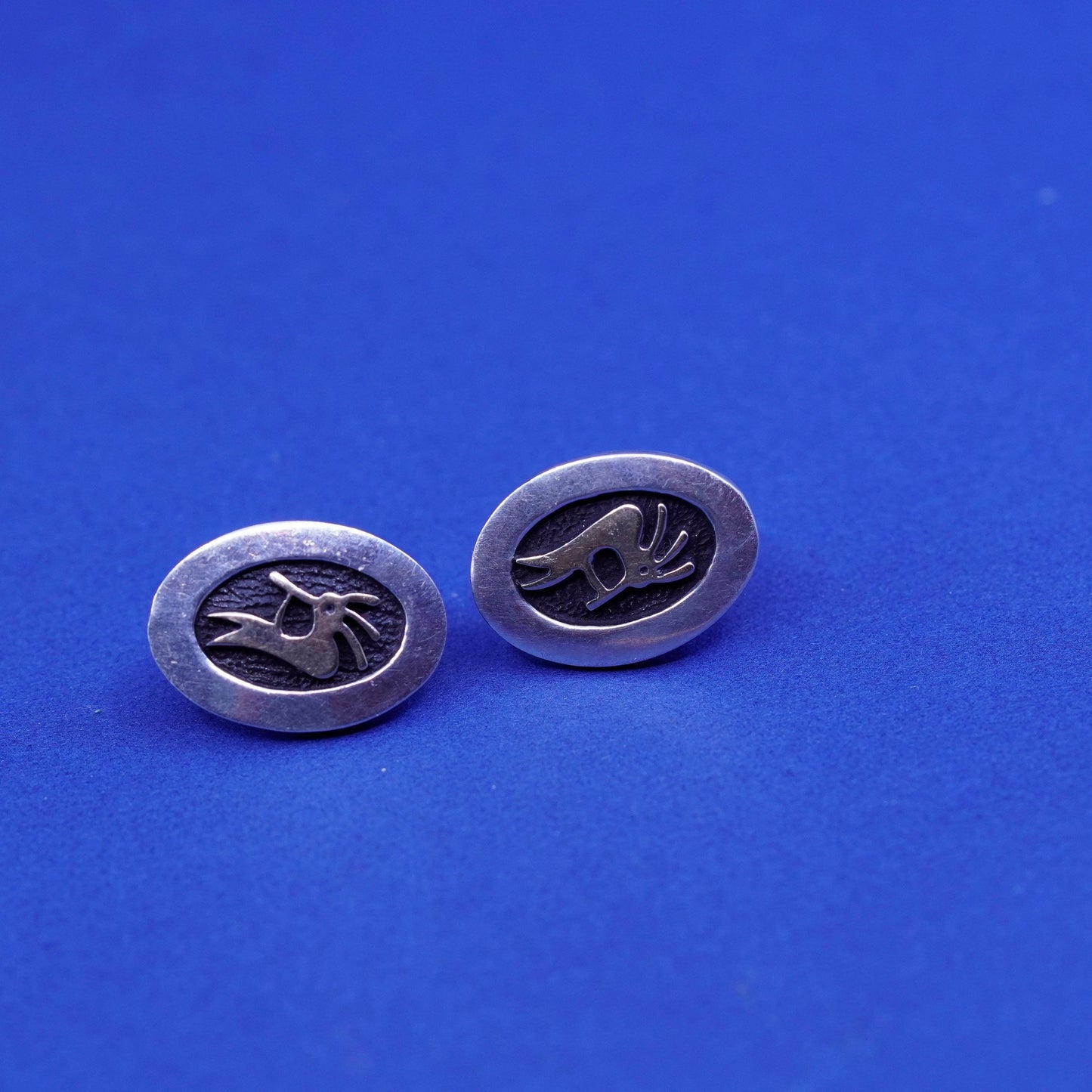 MM Rogers Native American 14k SP Sterling silver 925 Kokopelli studs earrings