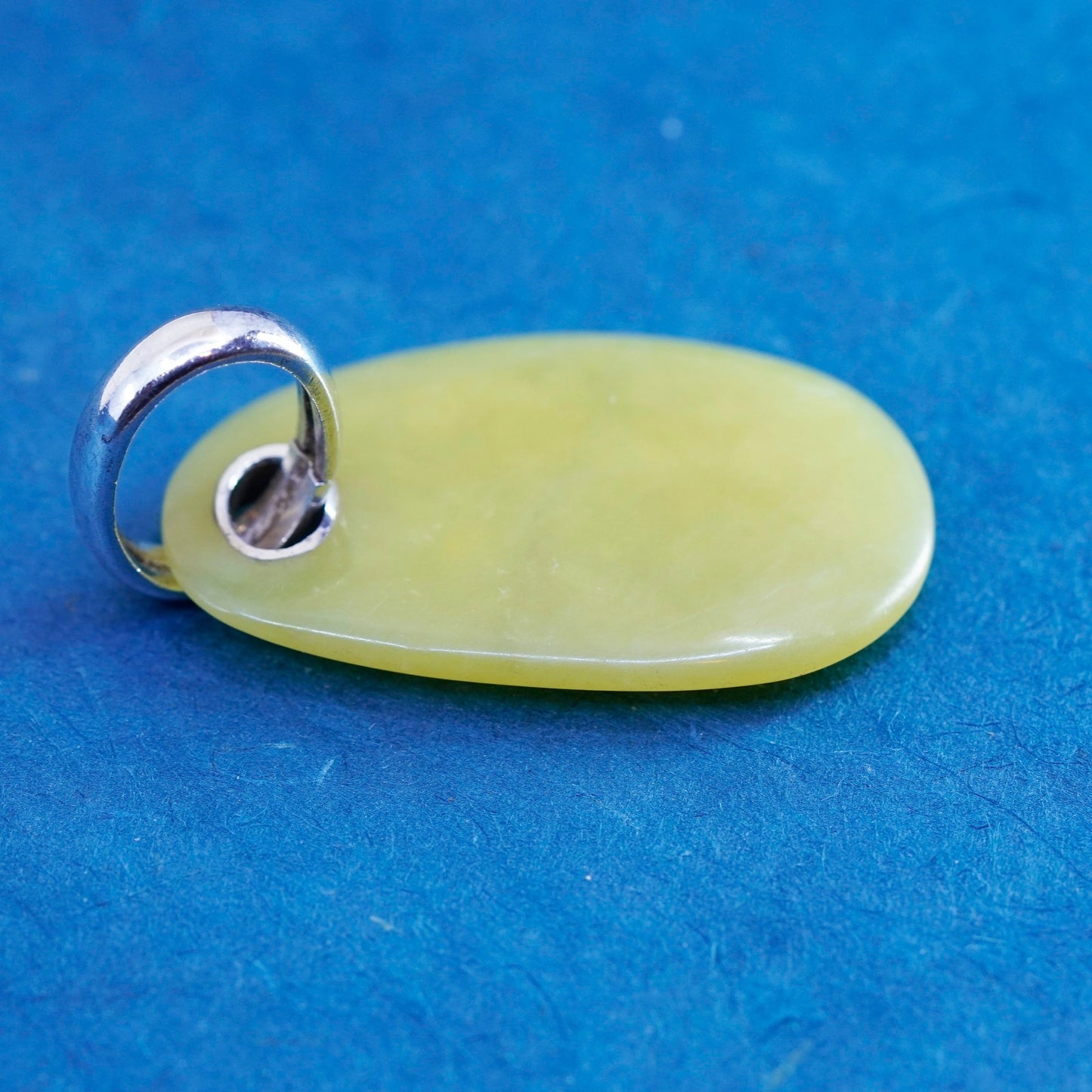 vintage RAGE Sterling silver handmade pendant, modern 925 jade disc