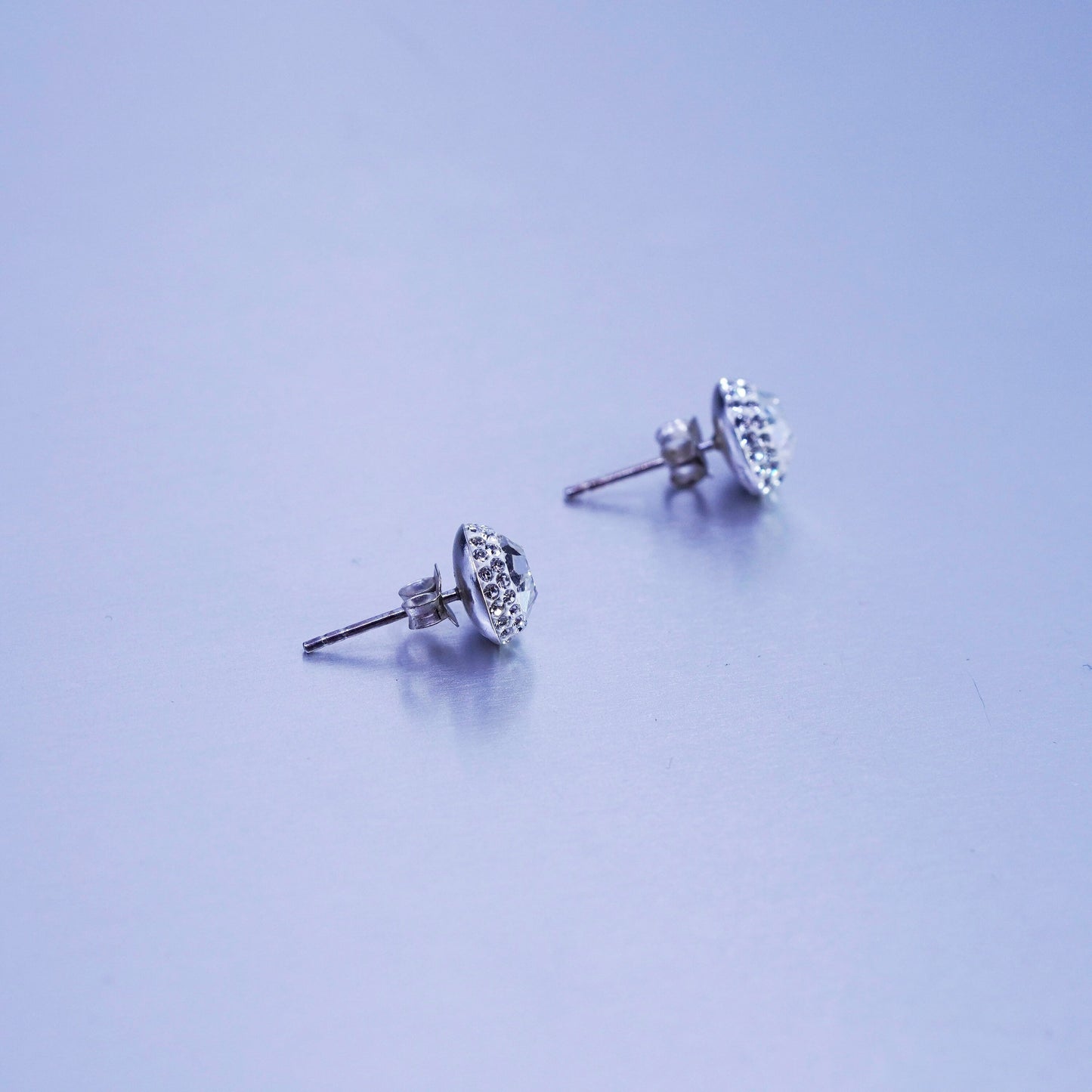 Vintage Sterling 925 silver earrings, studs with cz inlay