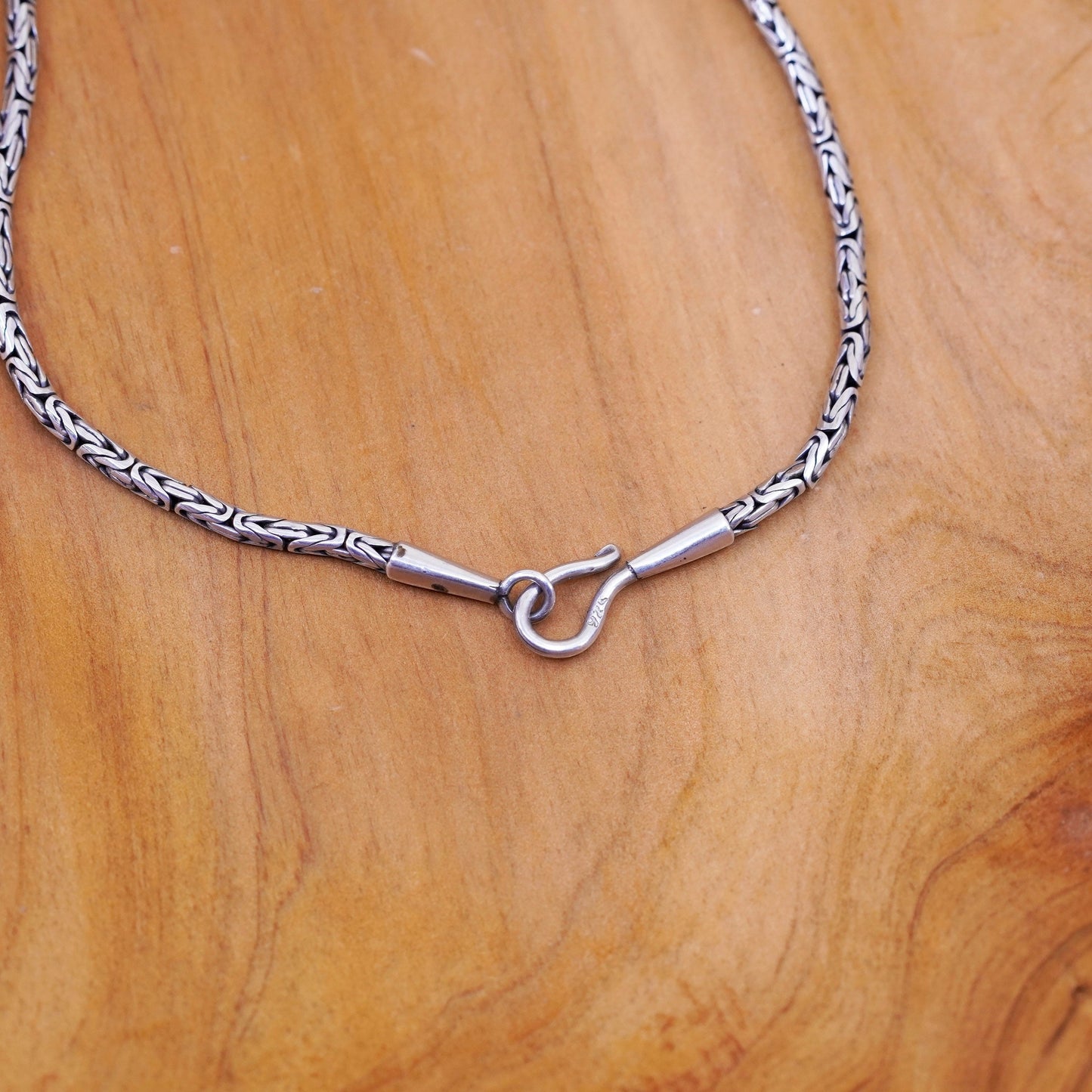 18”, 3mm, vintage Sterling silver Birdcage chain, 925 Byzantine men’s necklace