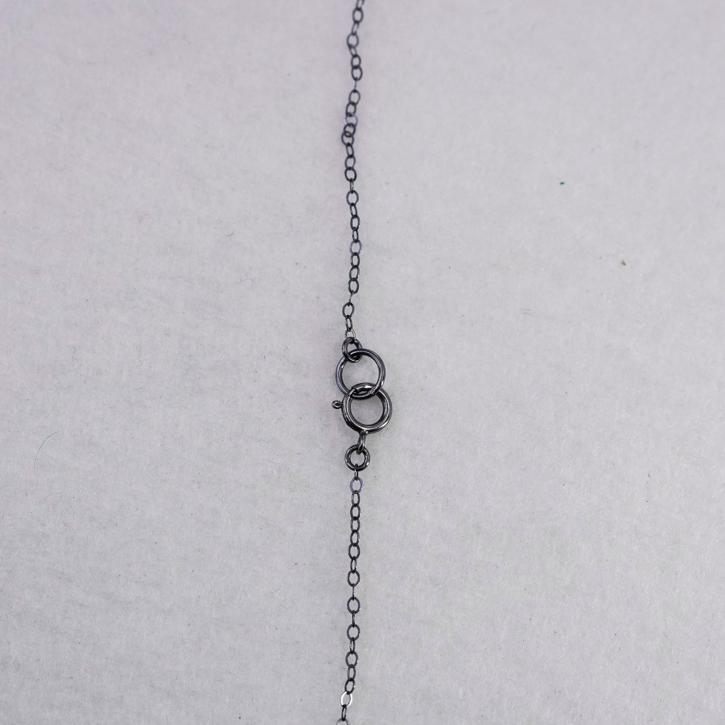 16”, vintage Sterling 925 silver circle chain necklace with white druzy pendant