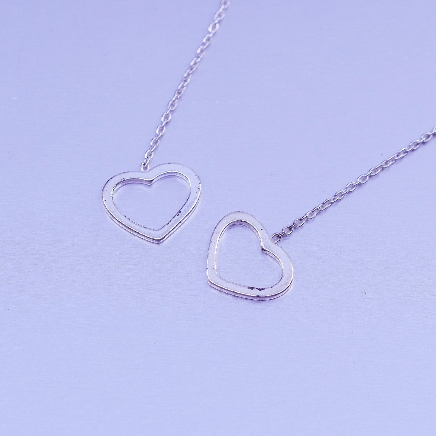 Vintage Sterling 925 silver handmade circle chain fringe earrings and heart