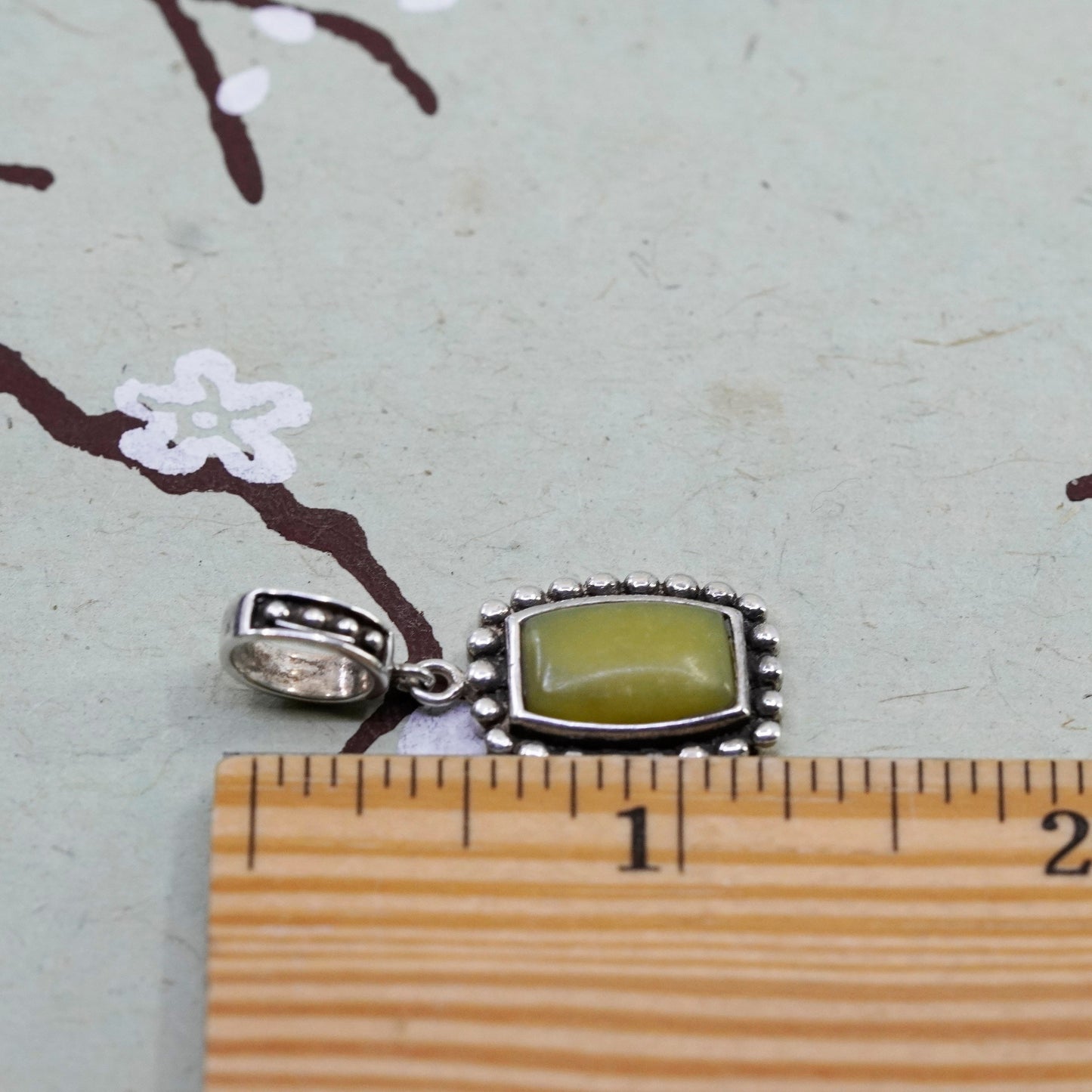 Vintage Sterling 925 silver handmade pendant with jade and beads