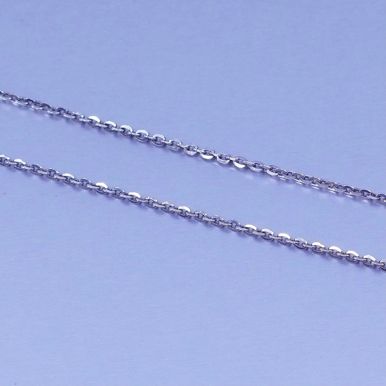 18” 1mm, vintage Italy Sterling 925 silver flatten circle chain necklace