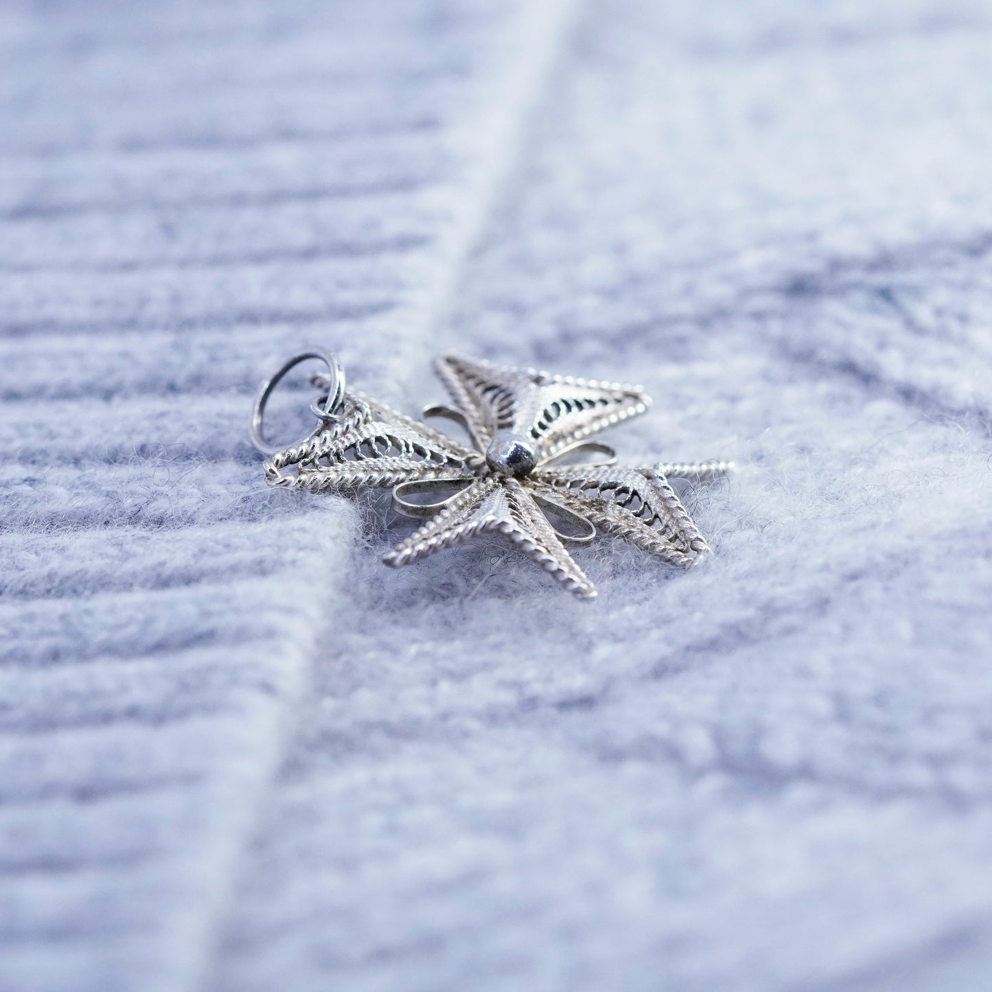 Vintage sterling 925 silver handmade filigree Jerusalem cross pendant